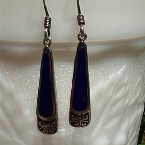 Oboma Blue and Silver Drop Earrings
